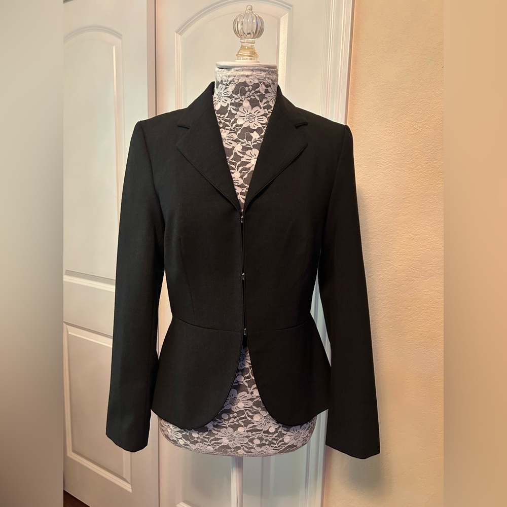 The Limited Peplum Wool Blend Blazer Charcoal Gray XS